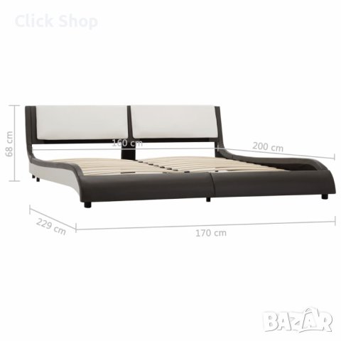 Рамка за легло, сиво и бяло, изкуствена кожа, 150x200 cм, снимка 7 - Спални и легла - 41335102