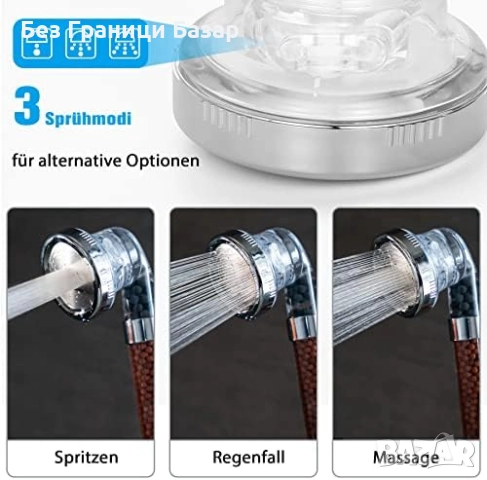 Нова SPA душ слушалка с йонен филтър, силна струя, 3 режима и маркуч, снимка 2 - Други стоки за дома - 52216034