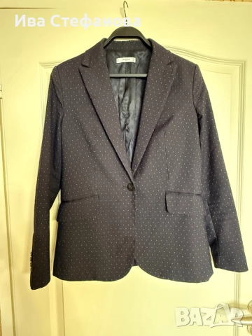 Уникално елегантно женствено сако Mango черно на бели точки , снимка 6 - Сака - 52484441