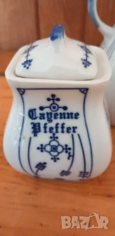 Комплект за подправки с дизайн "Blau Saks" Indian blue - Strawflower Pattern, снимка 4 - Аксесоари за кухня - 49780795