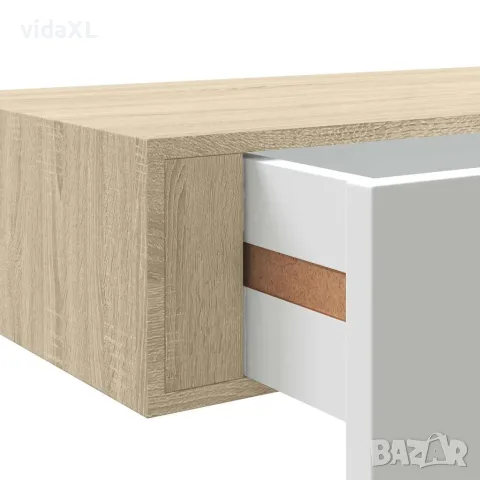 vidaXL Стенен рафт за чекмеджета, дъб и бяло, 60x23,5x10 см, MDF, снимка 10 - Етажерки - 56146903