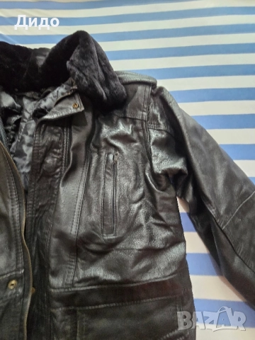 Кожена офицерска шуба черно, снимка 7 - Якета - 51906070