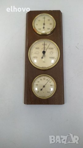 Хигрометър, термометър, барометър-дървен, снимка 3 - Антикварни и старинни предмети - 34810236