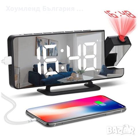 Дигитален LED огледален часовник с проекция, снимка 1 - Други - 41655799