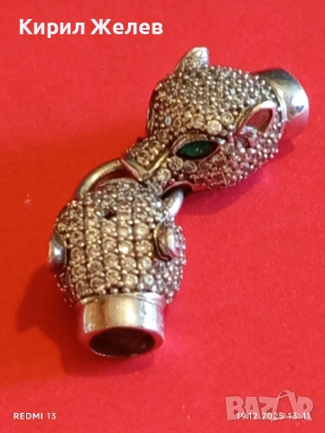 Луксозно сребърно бижу PANTHER с фасетирани кристали майстоска изработка 52409, снимка 9 - Колиета, медальони, синджири - 52847279