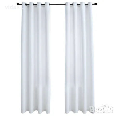 vidaXL Затъмняващи завеси с метални халки, 2 бр, бели, 140x175 см