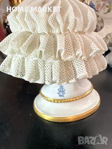 Volkstedt Фолкщед Germany  Curca 1945 (Älteste Volkstedter Porzellanmanufaktur) Dresden Lace , снимка 3 - Антикварни и старинни предмети - 52939076