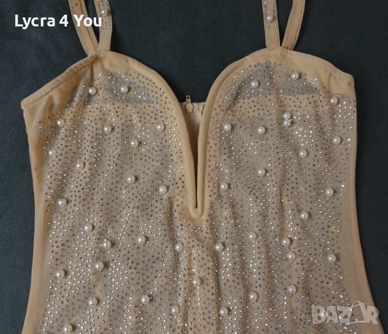 S/M дамска официална къса рокля покрита с перли