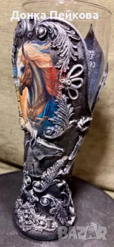 Ръчно декорирана халба за бира 330мл, снимка 2 - Декорация за дома - 48885590