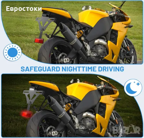 Държач на регистрационен номер за мотоциклет, регулируем, с LED осветление и рефлектор, снимка 7 - Аксесоари и консумативи - 49518626