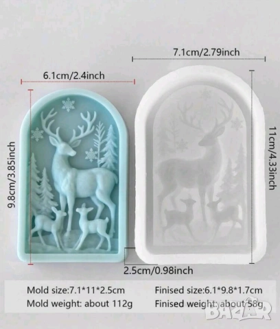Молд елен със сърни, снимка 3 - Форми - 53592444
