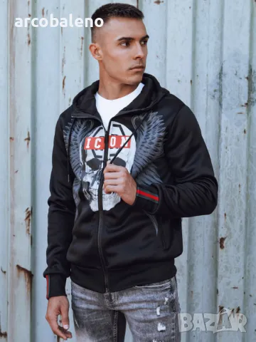 Мъжки суичър с качулка и цип, 3цвята , снимка 3 - Суичъри - 47822750