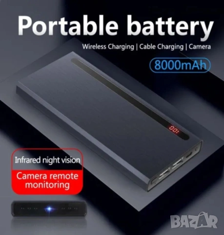 Скрита камера в Power bank, Външна батерия за видеонаблюдение, шпионска WiFi скрита камера, Full HD, снимка 7 - IP камери - 53708364