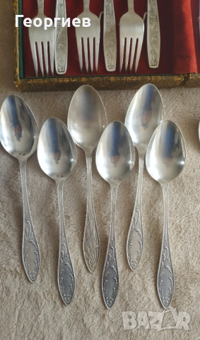 Посребрени мелхиорени лъжици ,вилици за супа от СССР , снимка 4 - Прибори за хранене, готвене и сервиране - 43199619