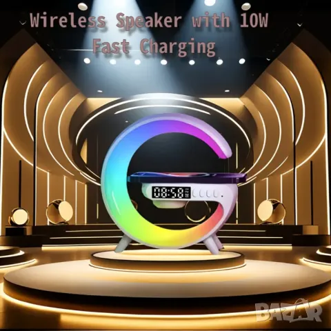 Интелигентен/Smart Будилник/Часовник с Безжично Зареждане, Bluetooth Високоговорител и LED Лампа!, снимка 5 - Смарт часовници - 49240924