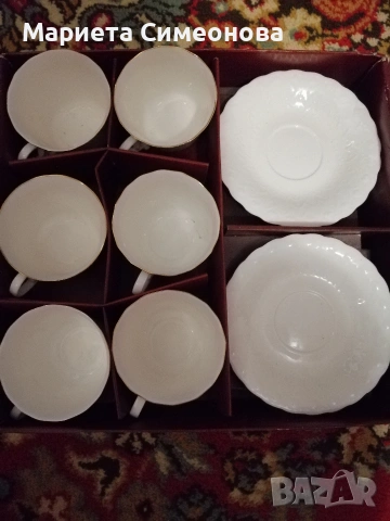 6бр.чаши и 6бр.чинийки за чай от костен порцелан 