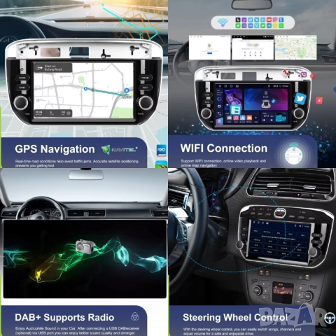 Мултимедия за Fiat Punto, Фиат Пунто, Навигация, Двоен дин, дисплей, Андроид плеър, Android, снимка 3 - Аксесоари и консумативи - 52904554