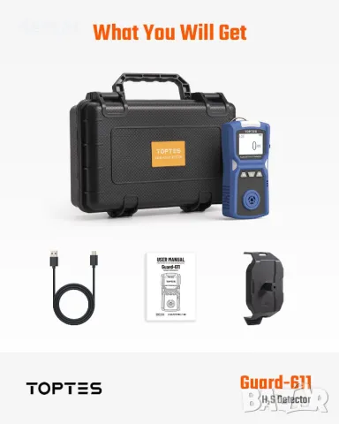 TOPTES Guard-611 H2S монитор, преносим H2S детектор, акумулаторен, снимка 7 - Друга електроника - 47988107