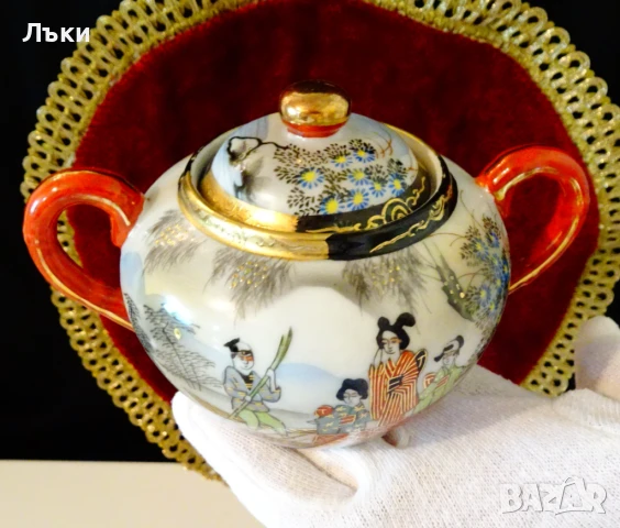 Захарница японски порцелан Sаtsuma,злато. , снимка 8 - Антикварни и старинни предмети - 51239997