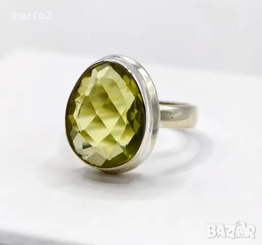 Прекрасен Сребърен 925 Пръстен с Натурален Цитрин, снимка 6 - Пръстени - 49875058