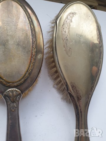 Стари посребрени две четки и огледало, снимка 7 - Антикварни и старинни предмети - 41067802