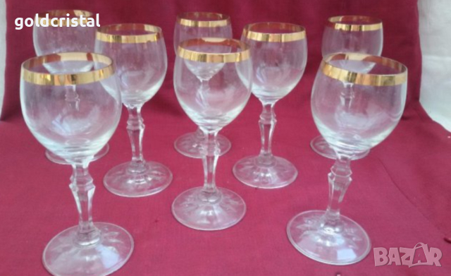 кристални чаши с златен кант , снимка 5 - Антикварни и старинни предмети - 19008457