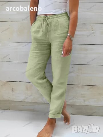 Дамски широки едноцветни панталони с еластична талия, 7цвята - 023, снимка 7 - Панталони - 41600464
