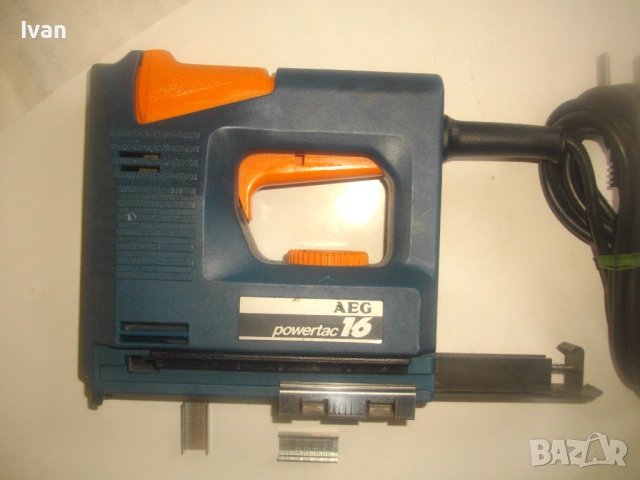 НОВ AEG Powertac 16 Професионален оригинален ел. такер с регулация за скоби до 15 мм , снимка 14 - Други инструменти - 53404832