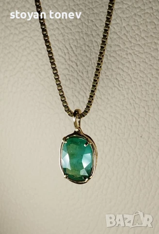 Медальон с турмалин в 14кт златен обков! Нов! Сертификат!, снимка 3 - Колиета, медальони, синджири - 46938955