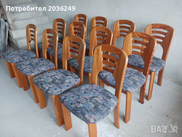 Комплект 12броя столове от масивно дърво