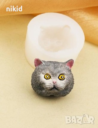 3D Голяма глава черна котка коте силиконов молд форма калъп за фондан шоколад гипс сапун украса, снимка 2 - Форми - 29312199