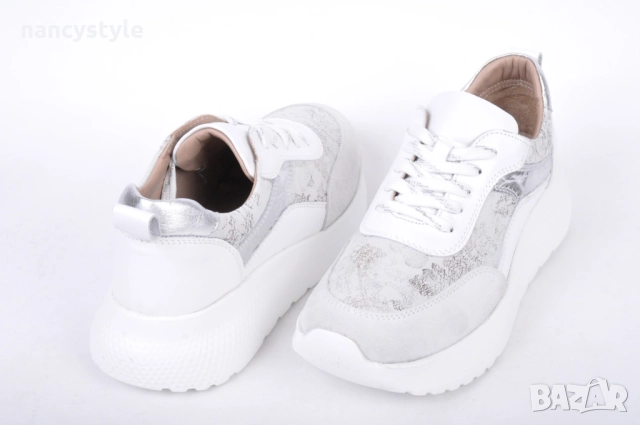 НОВО! Бели дамски маратонки от естествена кожа, снимка 3 - Маратонки - 51688447