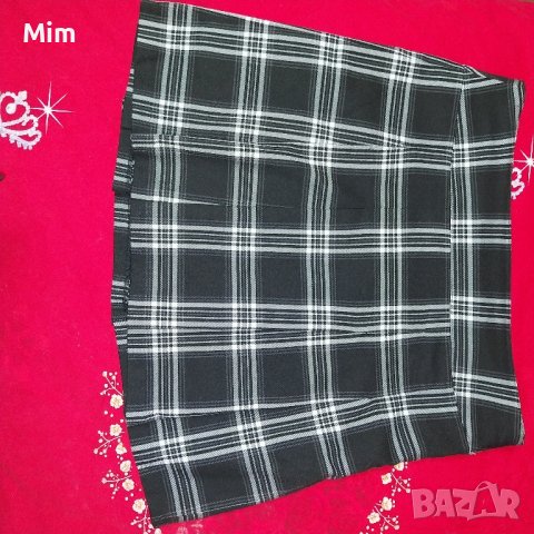 L Карирана пола на плисета в черно и бяло , снимка 3 - Поли - 44349275