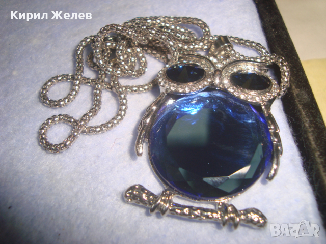 КРАСИВО КРИСТАЛНО СРЕБРИСТО БУХАЛЧЕ ФИГУРАЛЕН АРТ МЕДАЛЬОН с ВЕРИЖКА 8779, снимка 4 - Колиета, медальони, синджири - 36245891