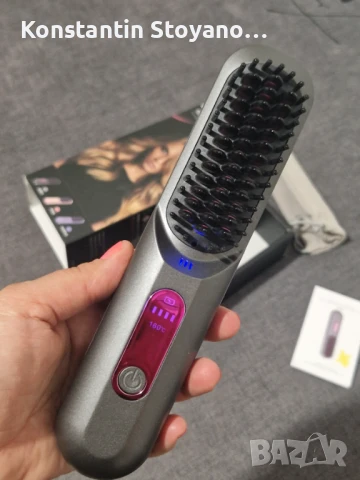 Преносима електрическа четка за коса с 3 температурни степени, снимка 3 - Преси за коса - 51388343