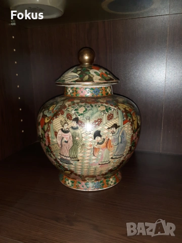 Satsuma Сатцума стара голяма ваза буркан порцелан печат, снимка 5 - Антикварни и старинни предмети - 53357872