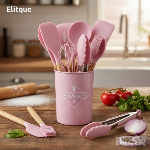 Комплект 12 части кухненски прибори със стойка Cheffinger , снимка 18 - Форми - 53180280