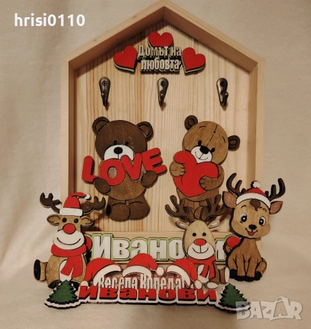 Ръчно изработена къщичка за ключове със смеменящи се фигурки и надписи 🤗 , снимка 3 - Декорация за дома - 52392147