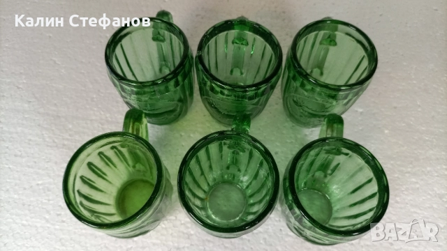 Ретро чаши от едно времешните сладкарници за най-малката боза с инкрустация еленче, 6 бр, снимка 5 - Антикварни и старинни предмети - 51516672