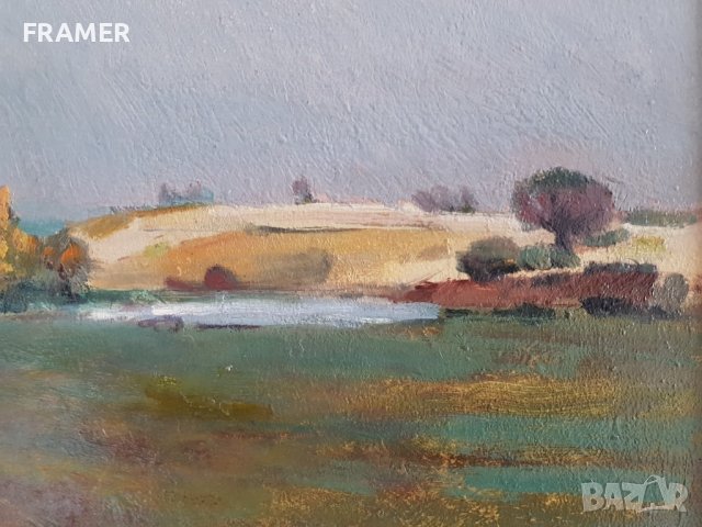 Атанас Михов Пейзаж река Искър 1957 година, снимка 4 - Картини - 42053444