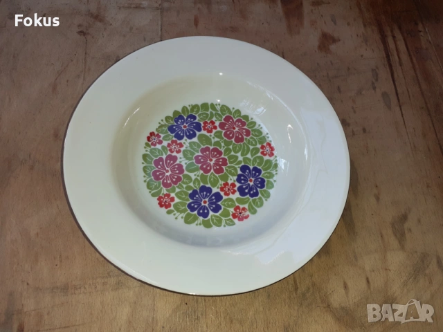 Български порцелан чиния шарена, снимка 3 - Антикварни и старинни предмети - 53267748