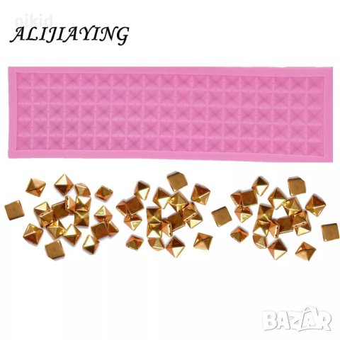  квадратни пирамиди диаманти капси борд кант силиконов молд форма украса декор торта фондан шоколад, снимка 5 - Форми - 17280758