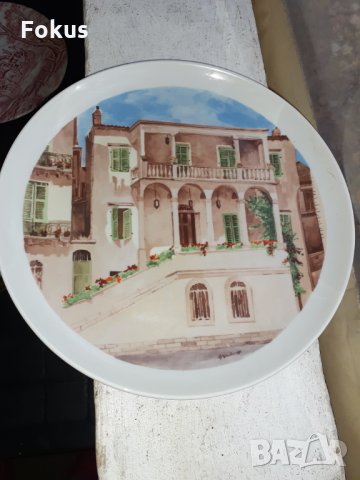 Гръцка порцеланова чиния за стена, снимка 3 - Антикварни и старинни предмети - 34752025