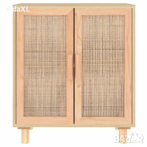 vidaXL Сайдборд, кафяв, 60x30x70 см, бор масив и естествен ратан, снимка 4 - Бюфети - 56147098