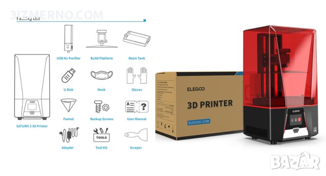 Фотополимерен LCD 3D Принтер Elegoo Saturn 3 12K 10" 218.88x122.88x250 mm, снимка 5 - Принтери, копири, скенери - 42035954