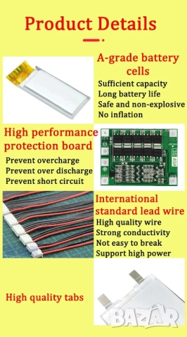 1500mAh Батерия за PS4/PS5 контролер 3.7V 803450 1500mAh Lithium Polymer, снимка 9 - Аксесоари - 52636676