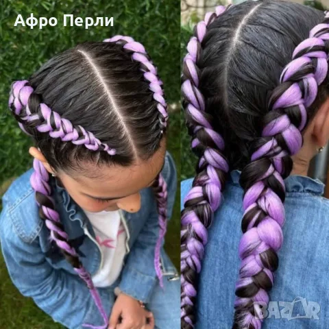🩷Боксьорски Плитки 🌸Box braids Детски прически Опашки Бохо Туистъри Ариел Къдрици Афро Канекалон , снимка 8 - Аксесоари за коса - 55848260