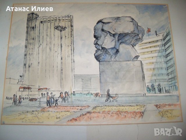 Монументът Карл Маркс в град Кемниц - соц изкуство, снимка 7 - Картини - 35935385