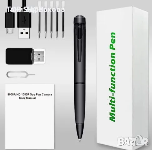 Писалка шпионска камера + 32G TF карта памет, снимка 7 - Комплекти за видеонаблюдение - 48815703