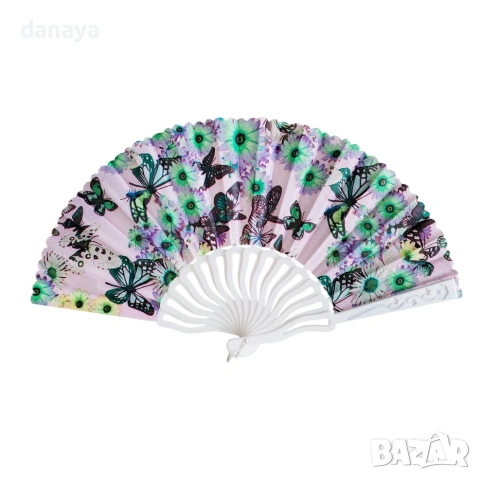 6452 Сгъваемо дамско ветрило с пеперуди за разхлаждане и подарък, снимка 4 - Други - 53673727